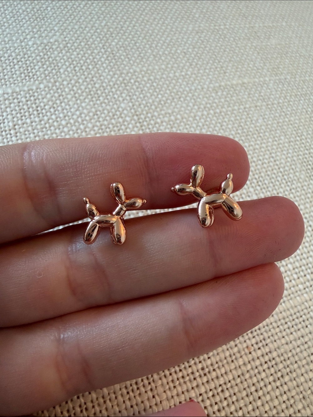 Rose Gold Balloon Dog Stud Earrings